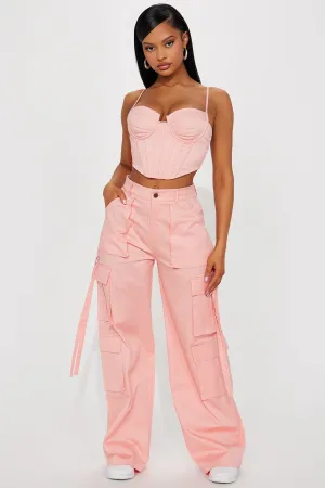 Back Of My Mind Cargo Pant Set - Salmon