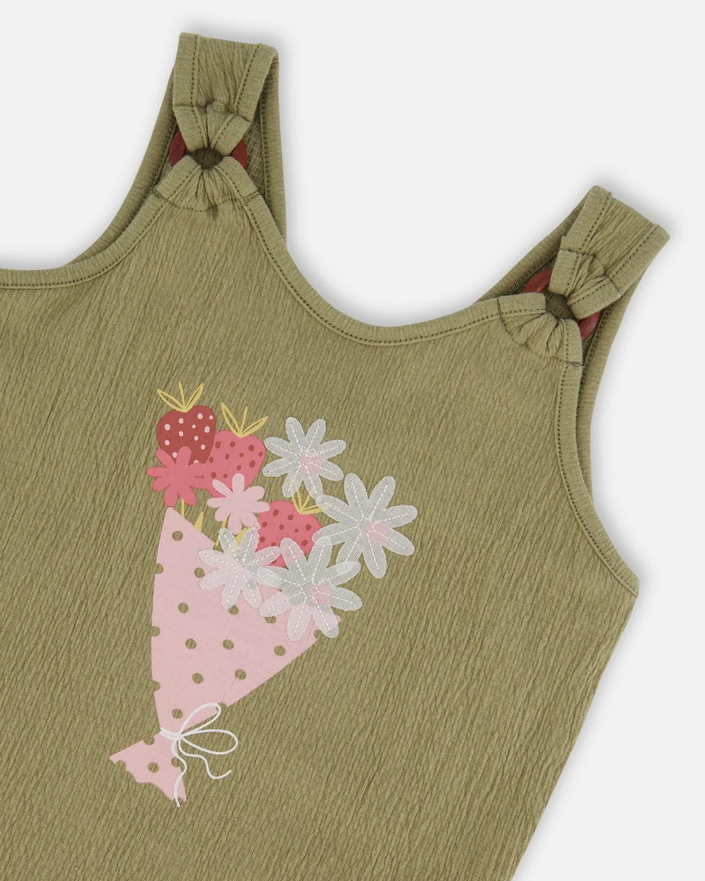Crinkle Jersey Tank Top Floral Olive Green
