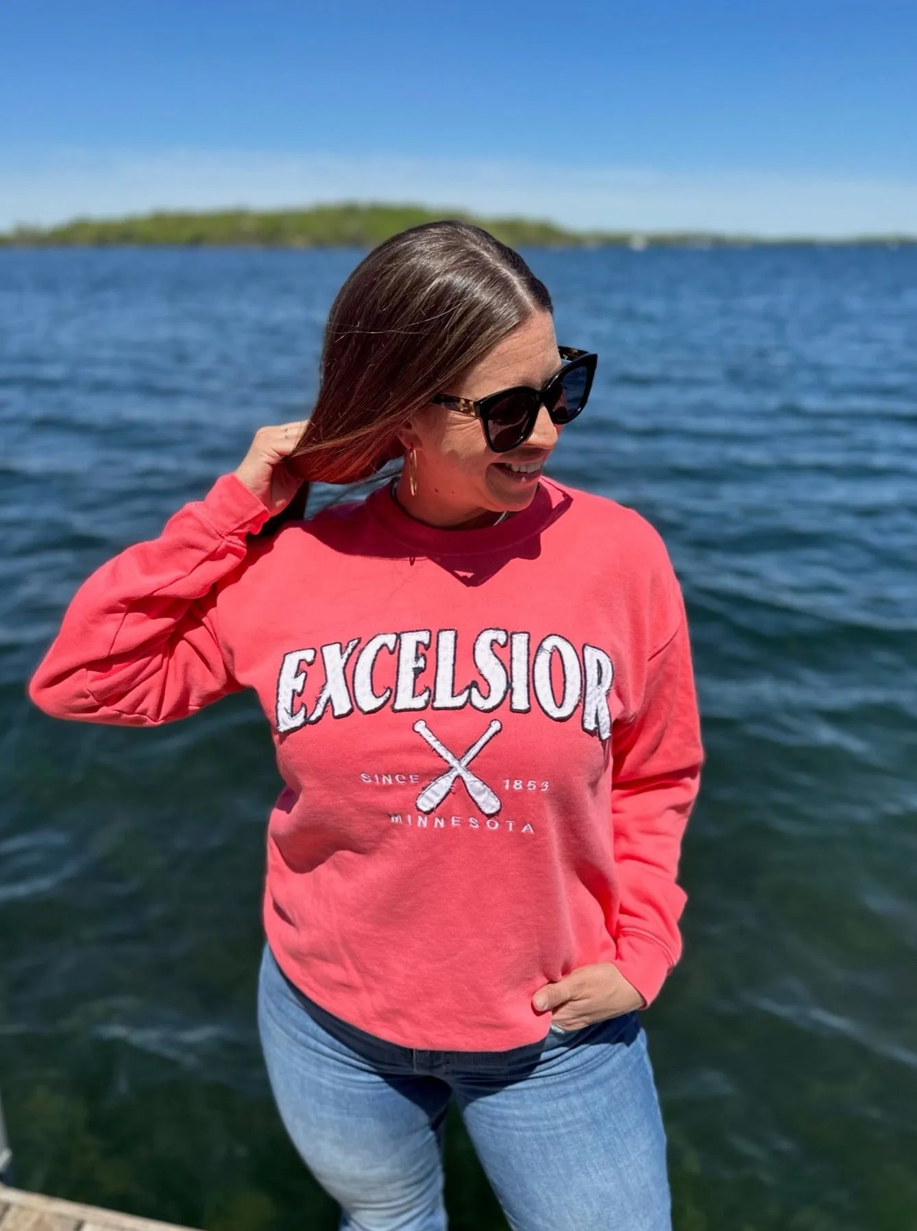 EXCELSIOR Embroidered Crew [SALMON]