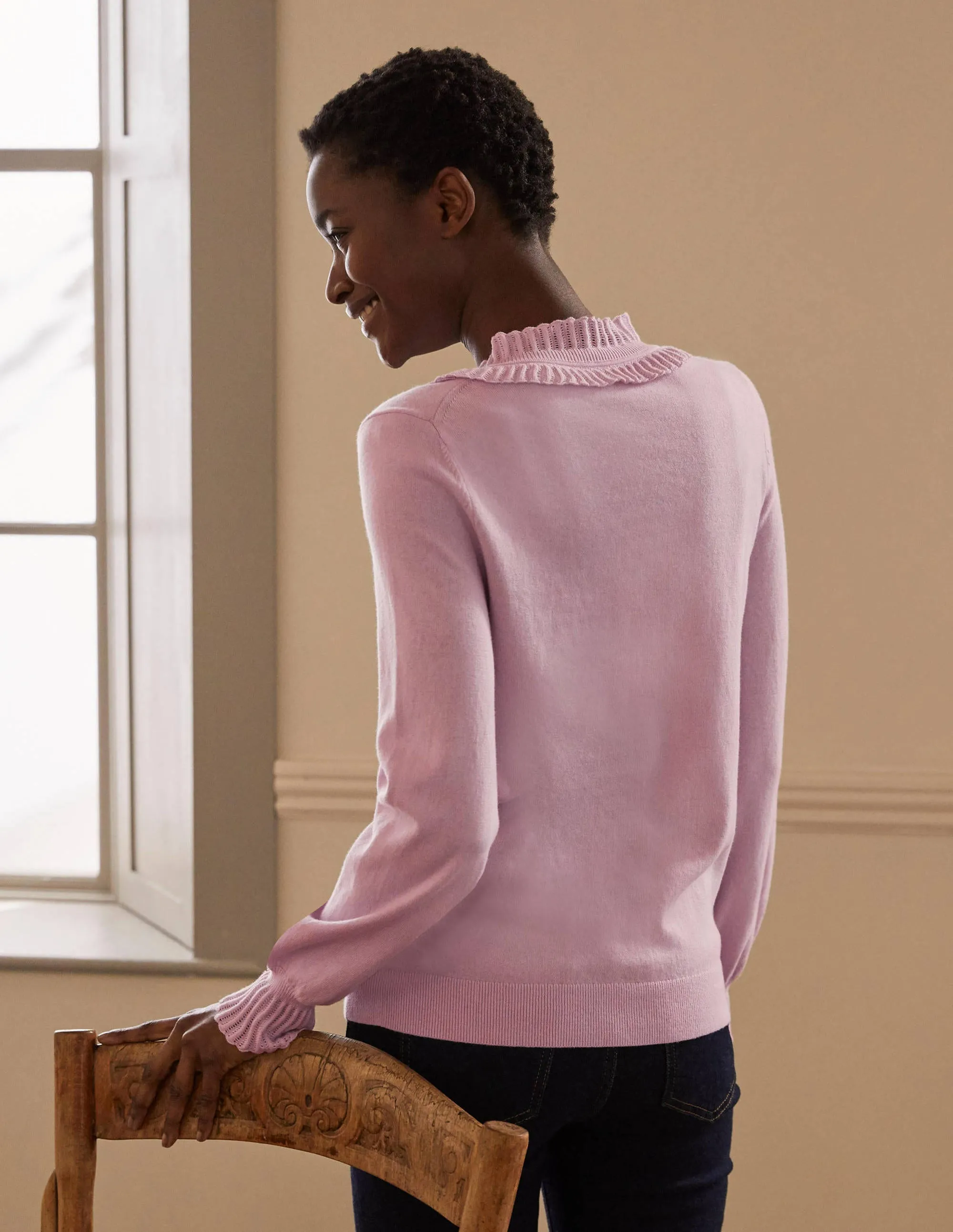Frederica Pointelle Cardigan-Coconut Ice