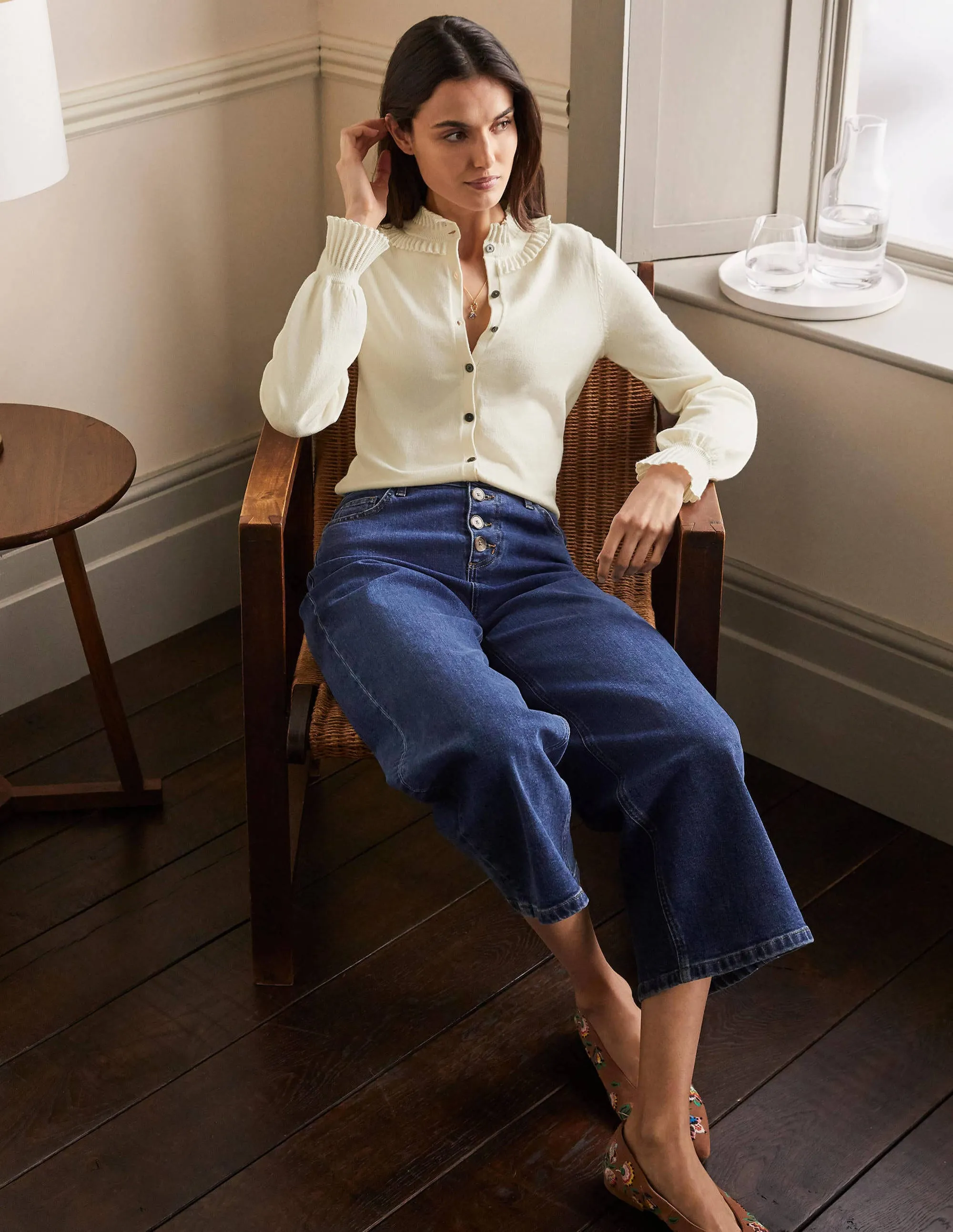 Frederica Pointelle Cardigan-Ivory