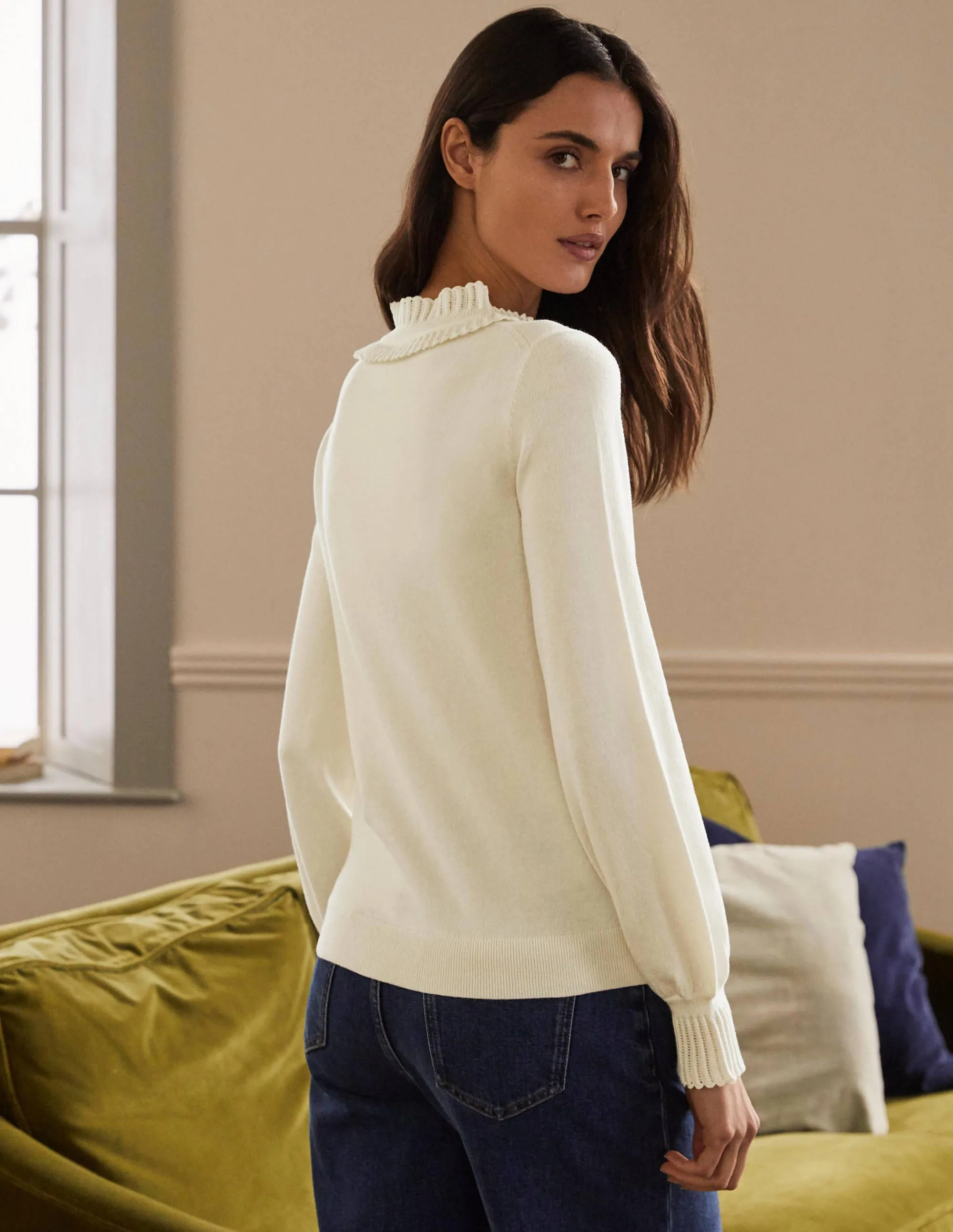 Frederica Pointelle Cardigan-Ivory
