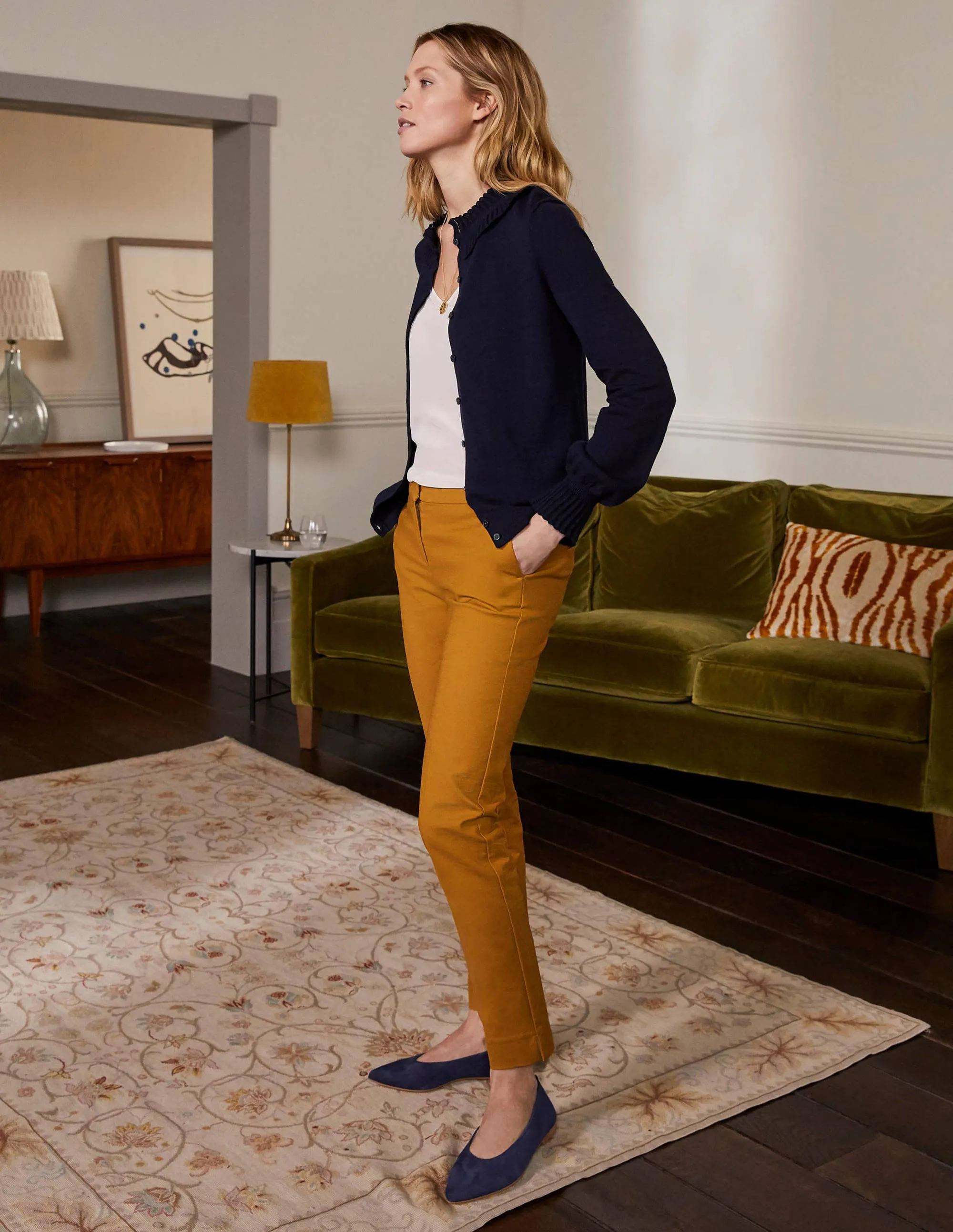 Frederica Pointelle Cardigan-Navy