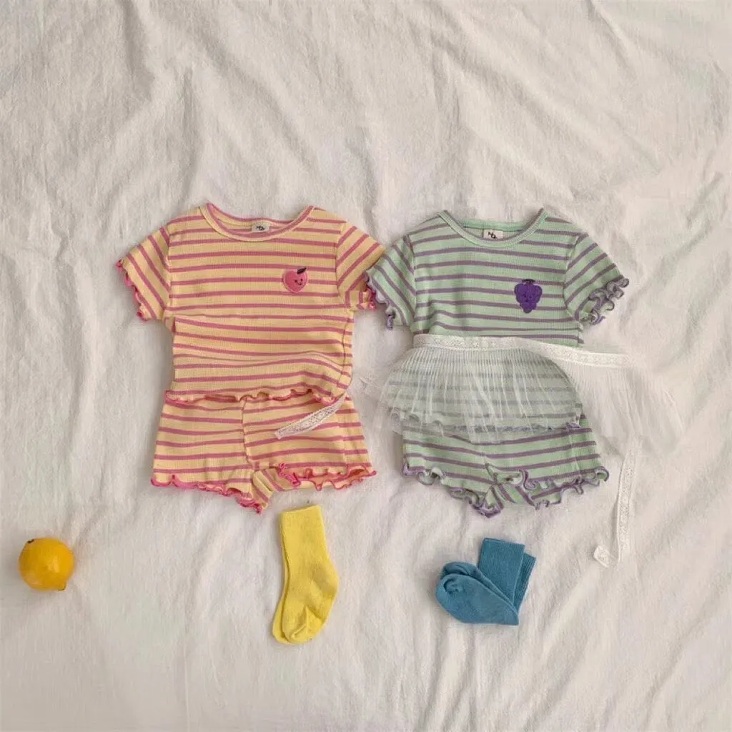 Fruit Stripe Ruffle Baby Summer Set