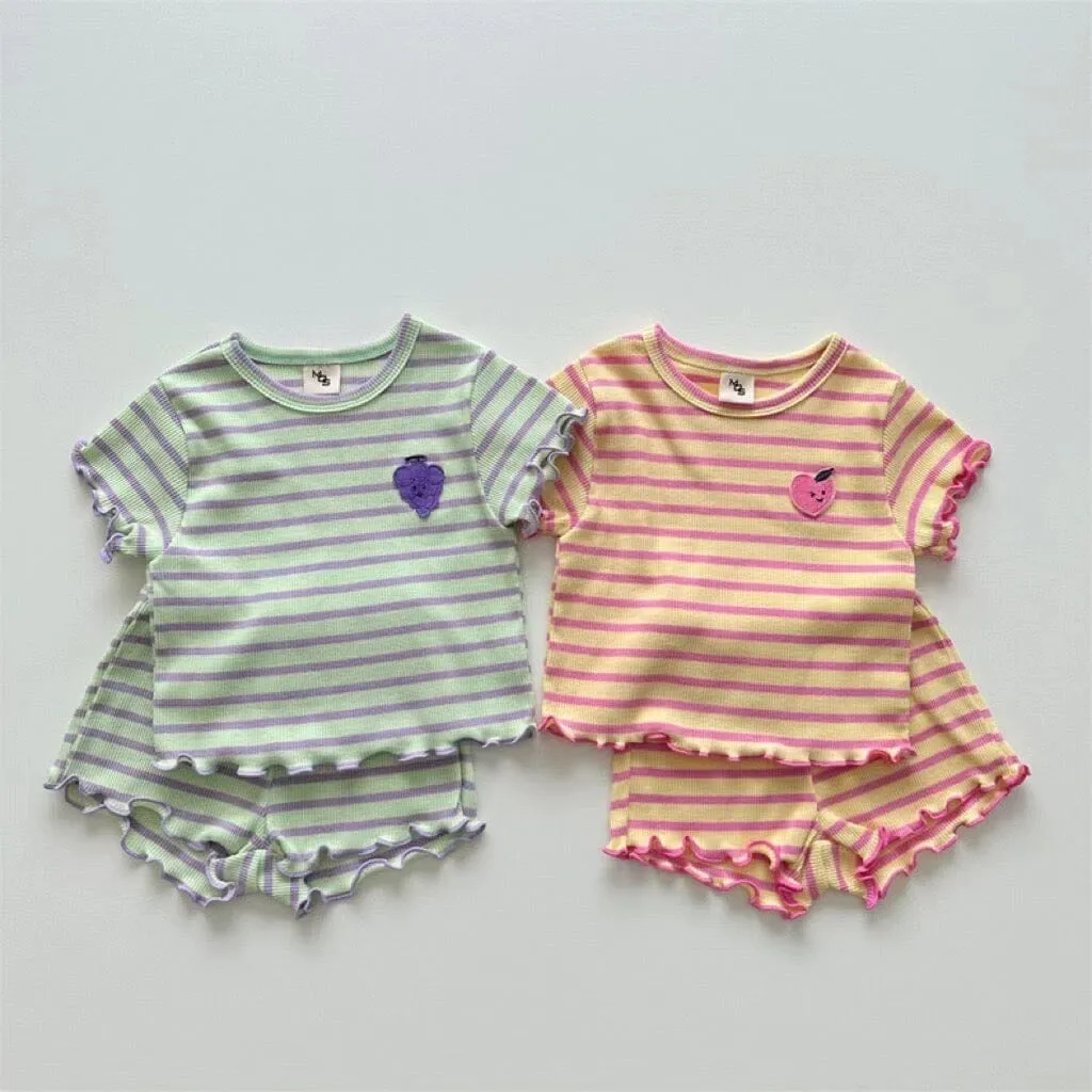 Fruit Stripe Ruffle Baby Summer Set