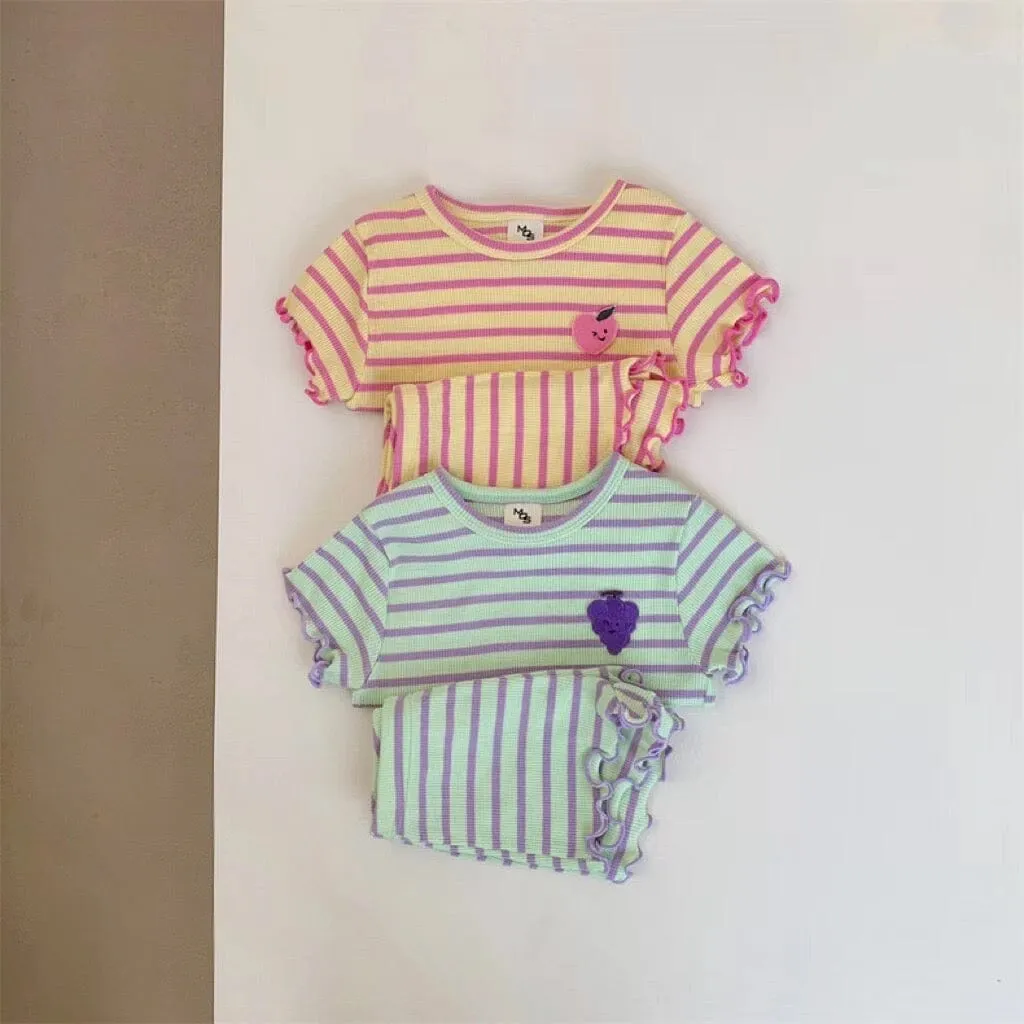 Fruit Stripe Ruffle Baby Summer Set