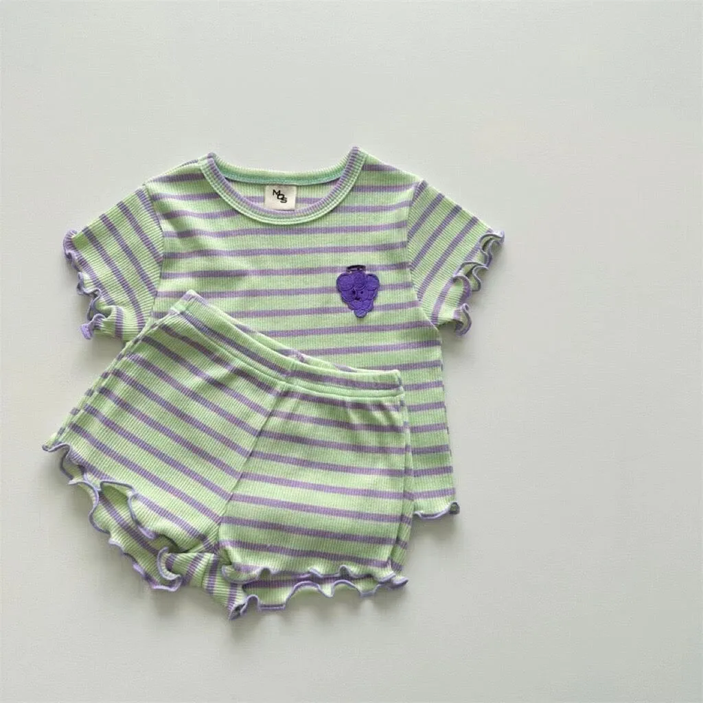 Fruit Stripe Ruffle Baby Summer Set