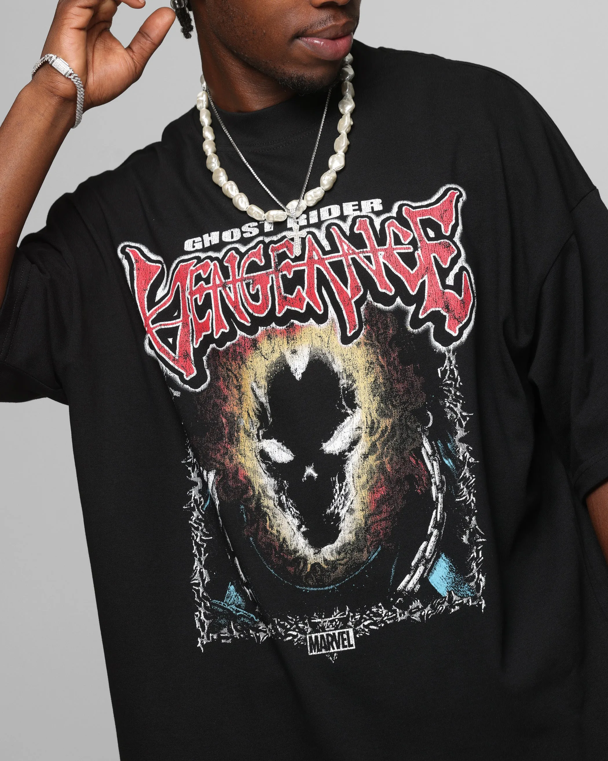 Loiter Marvel Ghost Rider Mock Neck T-Shirt Black