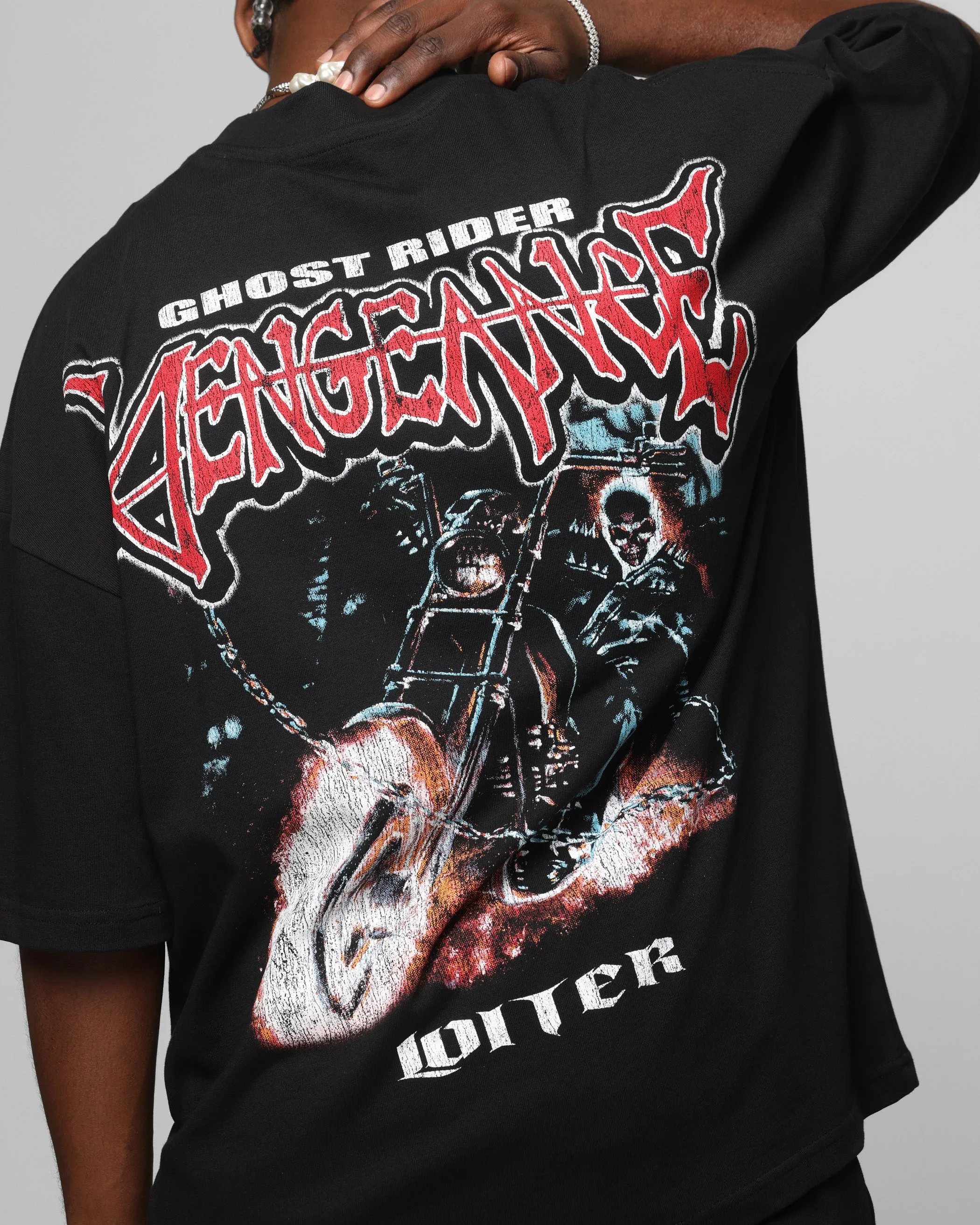 Loiter Marvel Ghost Rider Mock Neck T-Shirt Black