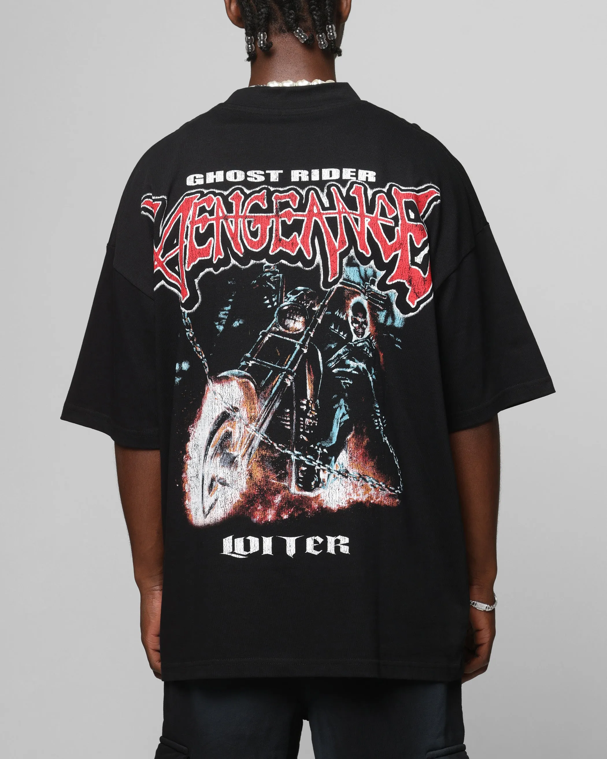 Loiter Marvel Ghost Rider Mock Neck T-Shirt Black