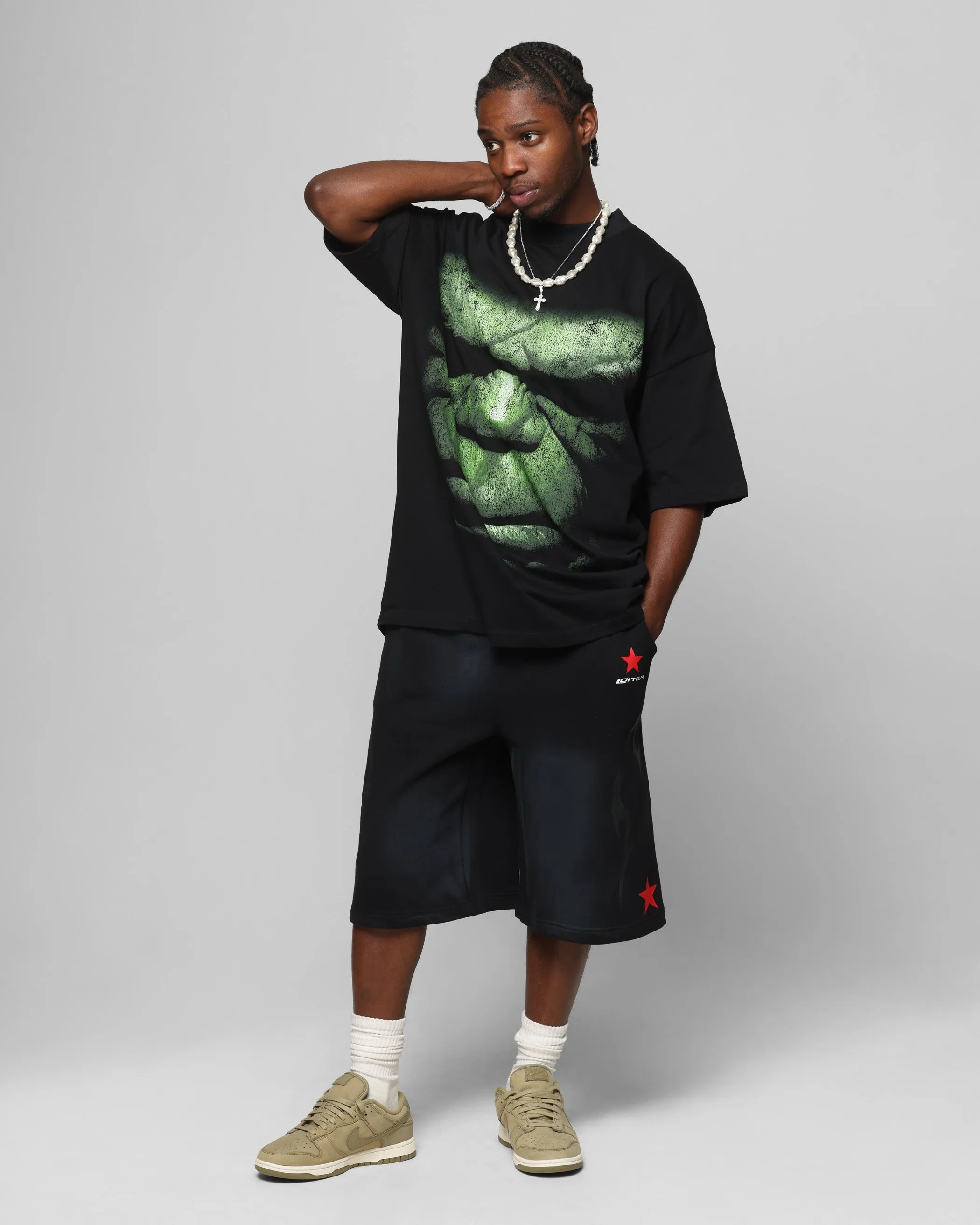 Loiter Marvel Hulk Mock Neck T-Shirt Black