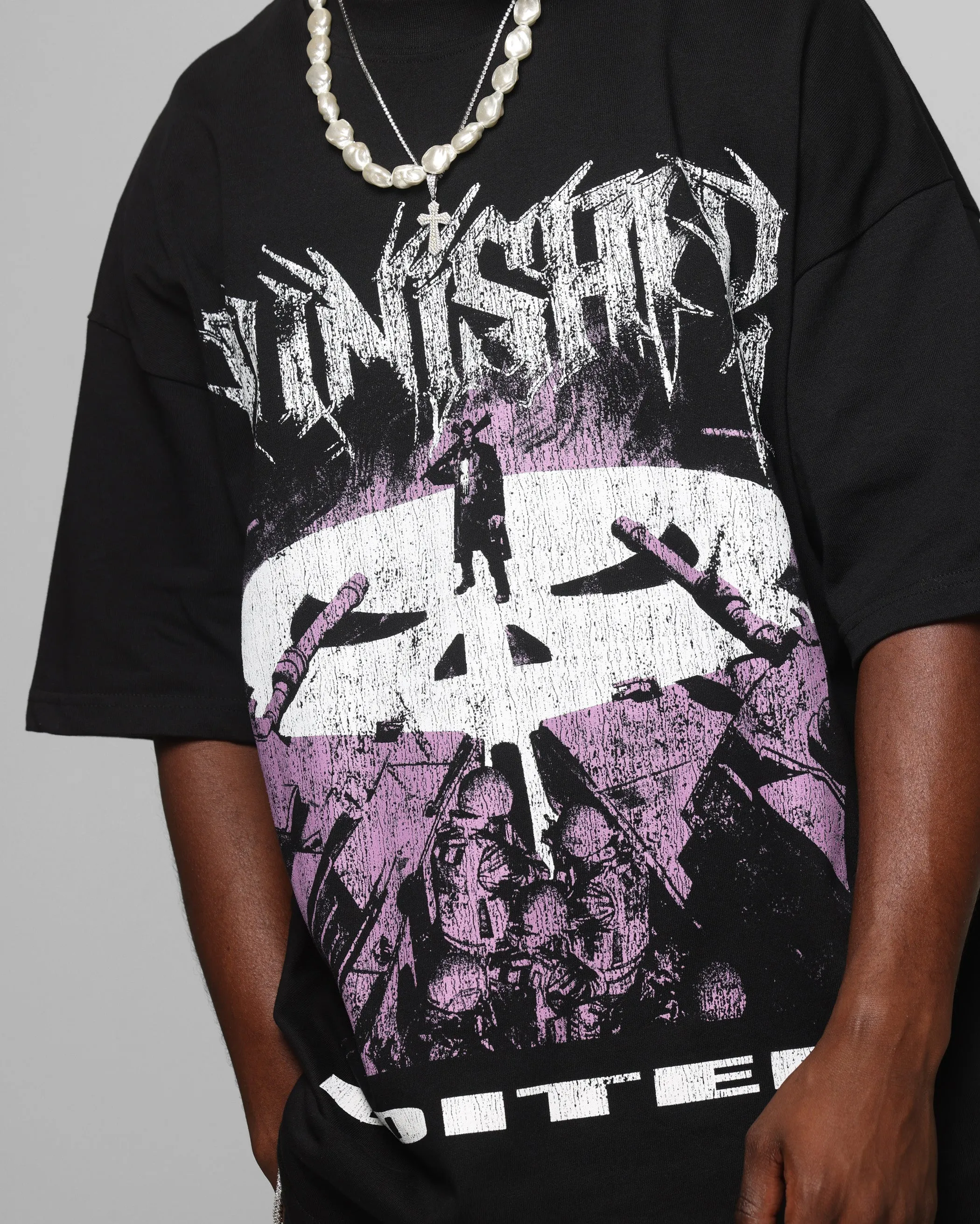 Loiter Marvel The Punisher Mock Neck T-Shirt Black