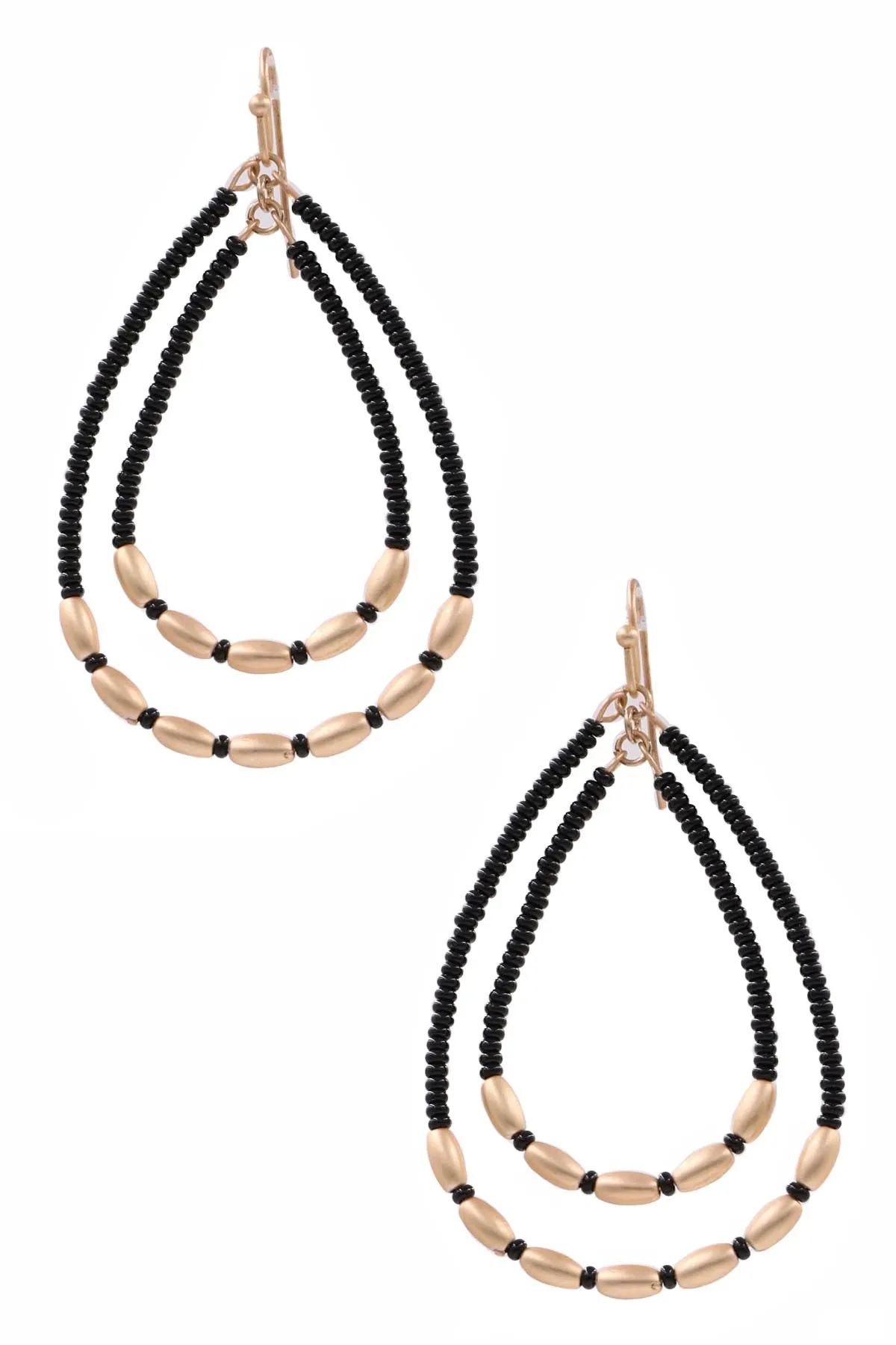 Metal/seed bead teardrop earrings