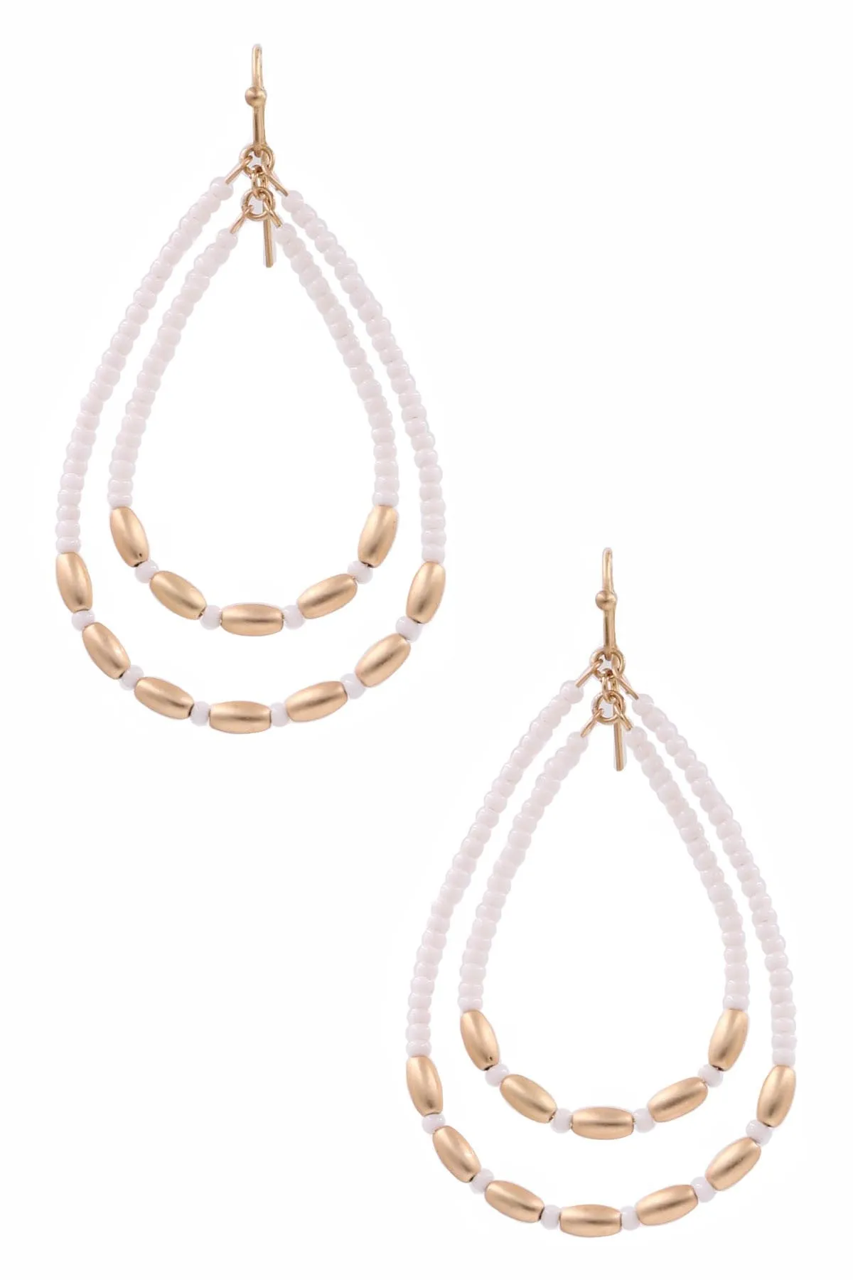 Metal/seed bead teardrop earrings